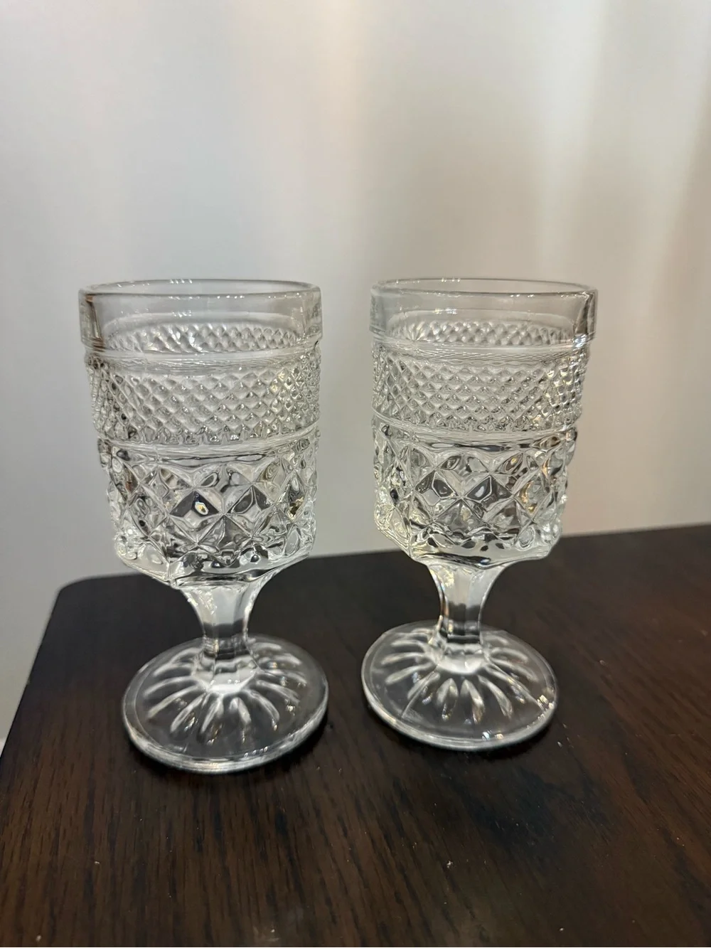 Vintage Anchor Hocking Wexford Pattern Water Goblet Set of 2